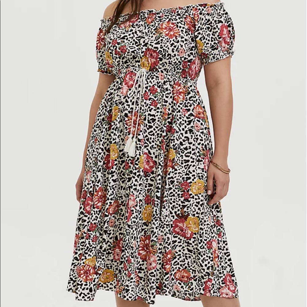 Torrid Floral Off-Shoulder Midi Dress